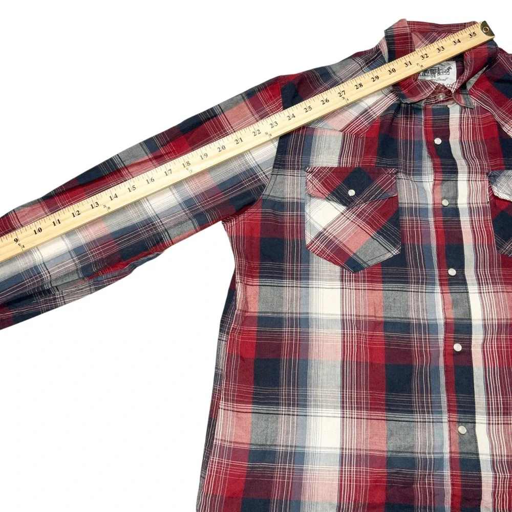 Levis Western Pearl Snap Plaid Shirt Mens Medium Cowboy Rodeo Cotton Blend‎